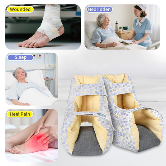 EZ Assistive colorful pattern heel protector side view demonstrating open-heel design for air circulation