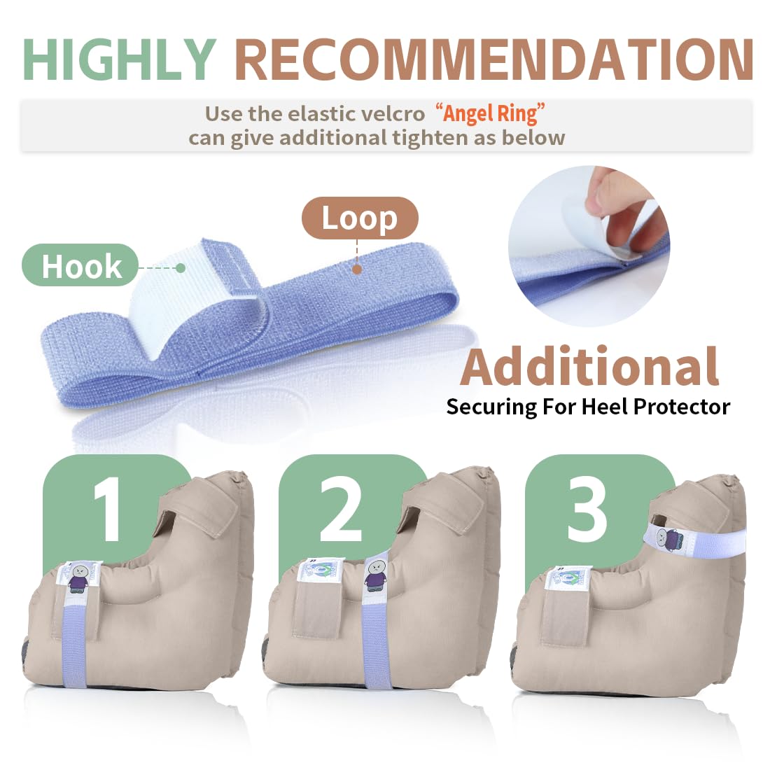 EZ Assistive heel cushion pillow with double straps secures firmly