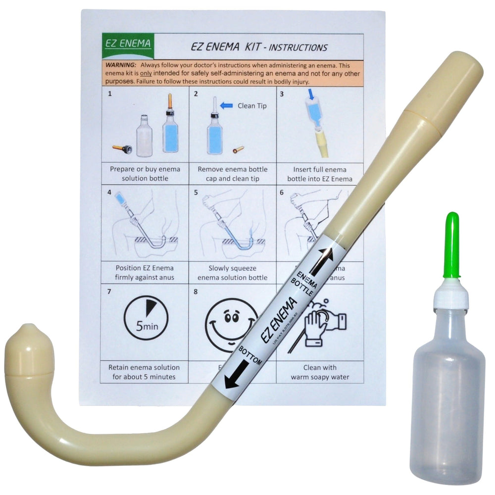 EZ Enema Rounded Kit on toilet for discreet, mess-free relief.