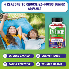 Ez-Focus USA-made facility seal beside the bottle
