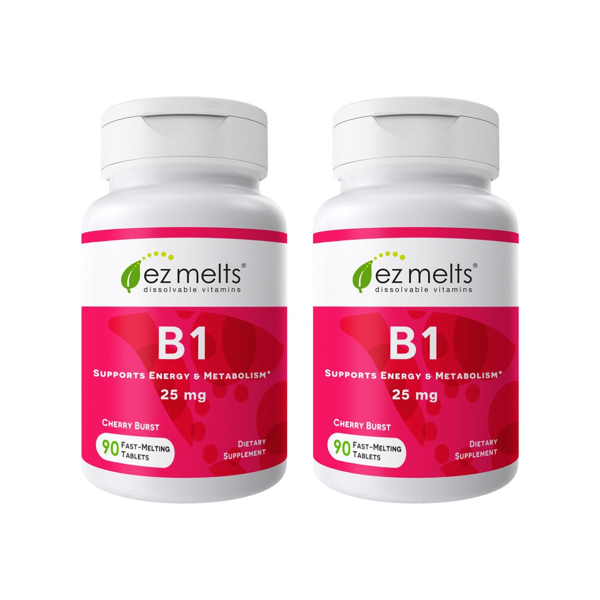 EZ Melts B1 25 mg cherry burst tablets dissolving in mouth for on-the-go energy