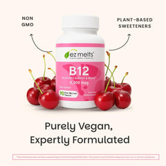 Compact EZ Melts B12 bottle, ideal for on-the-go energy support.