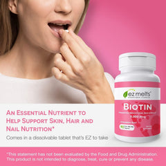 EZ Melts Biotin hair, skin, and nails imagery for healthy appearance