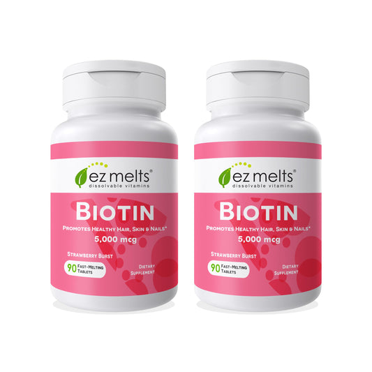 EZ Melts Biotin strawberry burst bottle for easy daily wellness