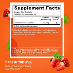 EZ Melts Citicoline strawberry blast flavor adds enjoyable daily intake.