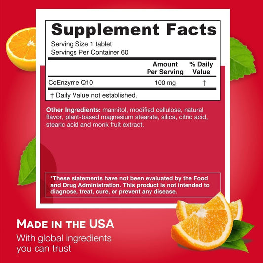 EZ Melts CoQ10 tangy orange flavor dissolves quickly during daily routine.