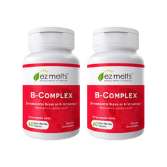 EZ Melts Dissolvable B-Complex bottle front with strawberry swirl for quick daily energy