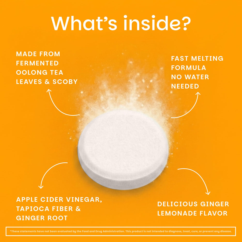 Apple cider vinegar components visible in the dissolvable tablet
