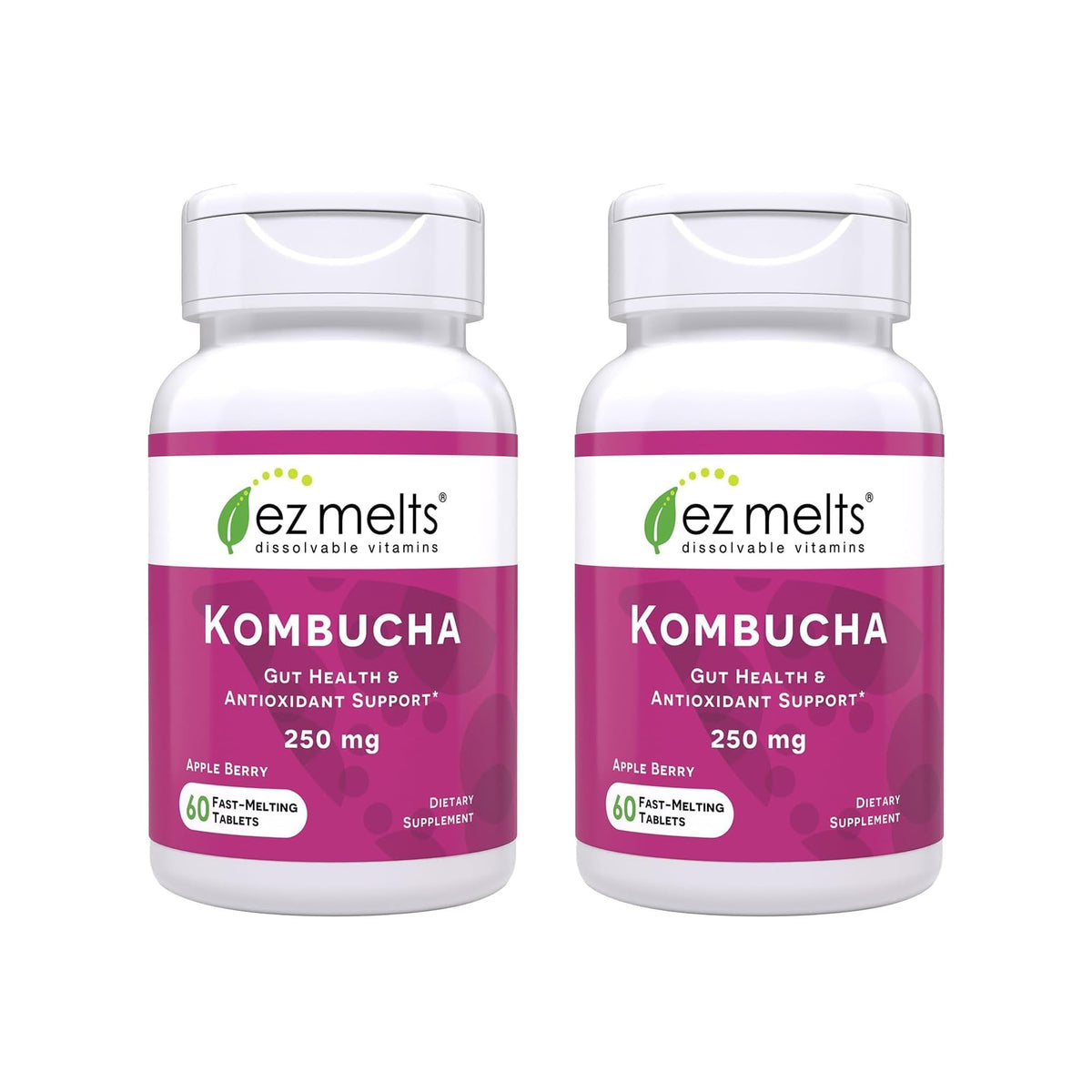 EZ Melts kombucha tablets in packaging for gut health on the go.