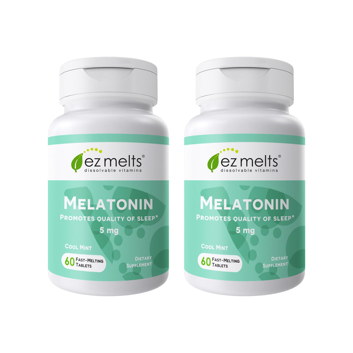 EZ Melts Melatonin bottle with cool mint tablets for easy night use.
