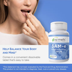 EZ Melts SAM-e 2-pack box front highlights vegan, non-GMO ingredients.