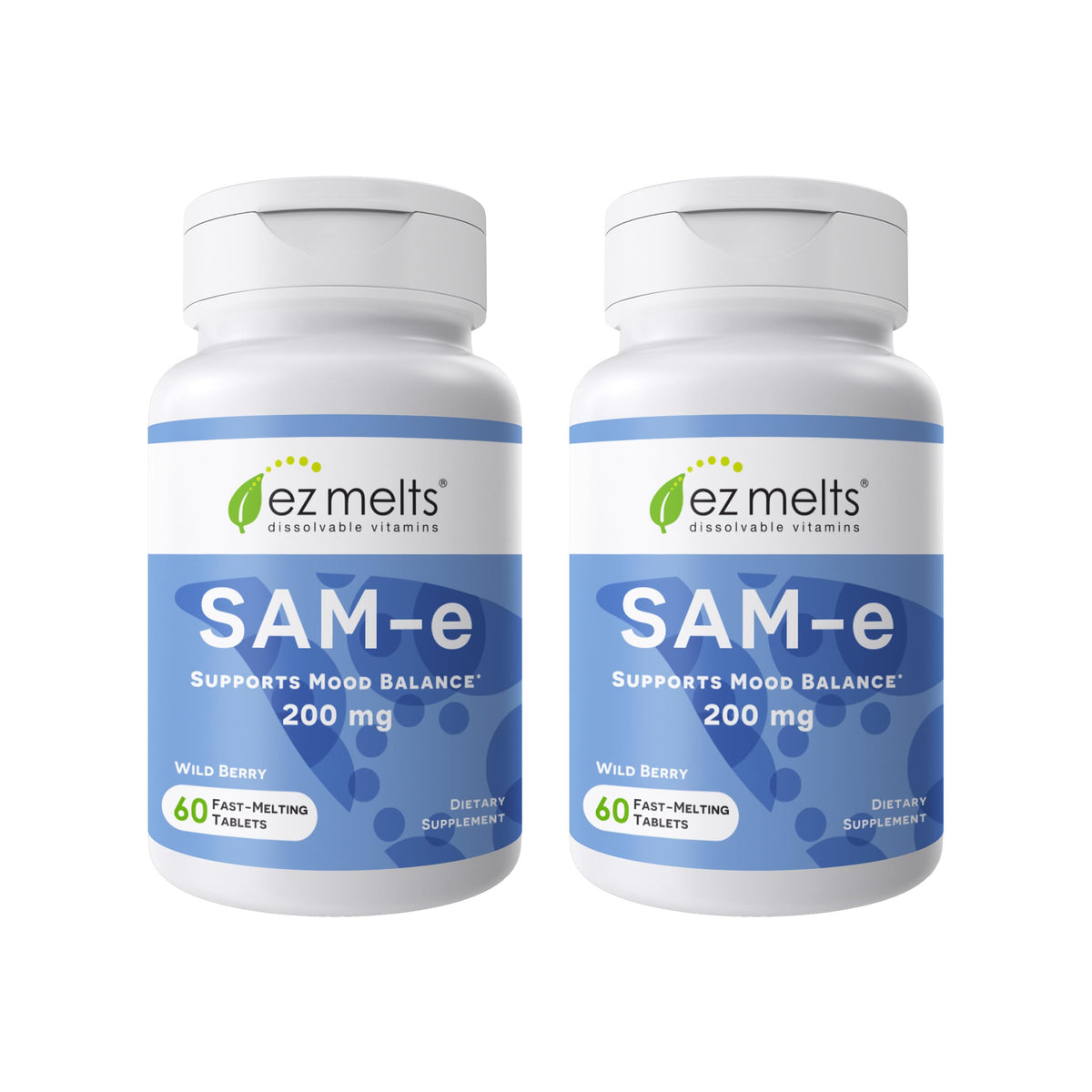 EZ Melts SAM-e 200mg tablet dissolves on the tongue for easy daily use.