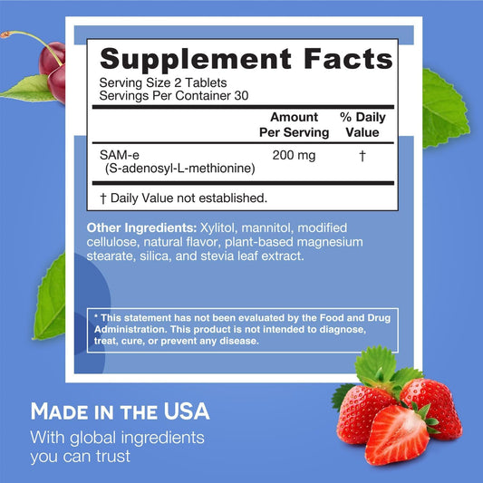 EZ Melts SAM-e wild berry flavor emphasizes convenient, sugar-free mood support.