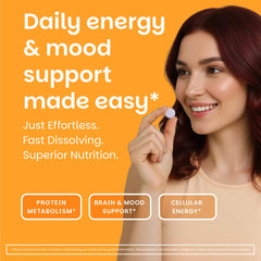 EZ Melts Vitamin B6 orange blast tablets closeup highlighting easy-to-take format