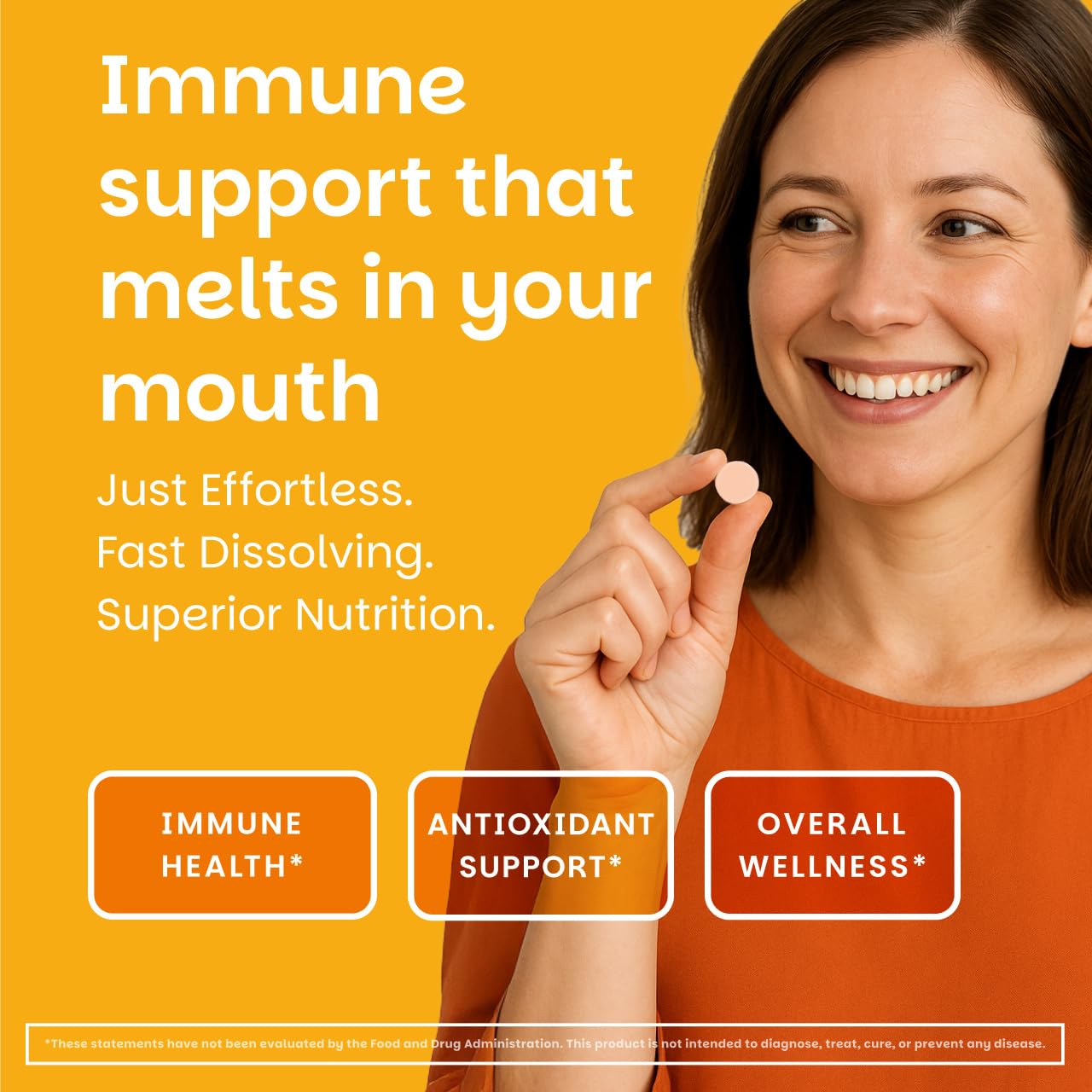 EZ Melts vitamin C dissolving on tongue shows fast, convenient intake