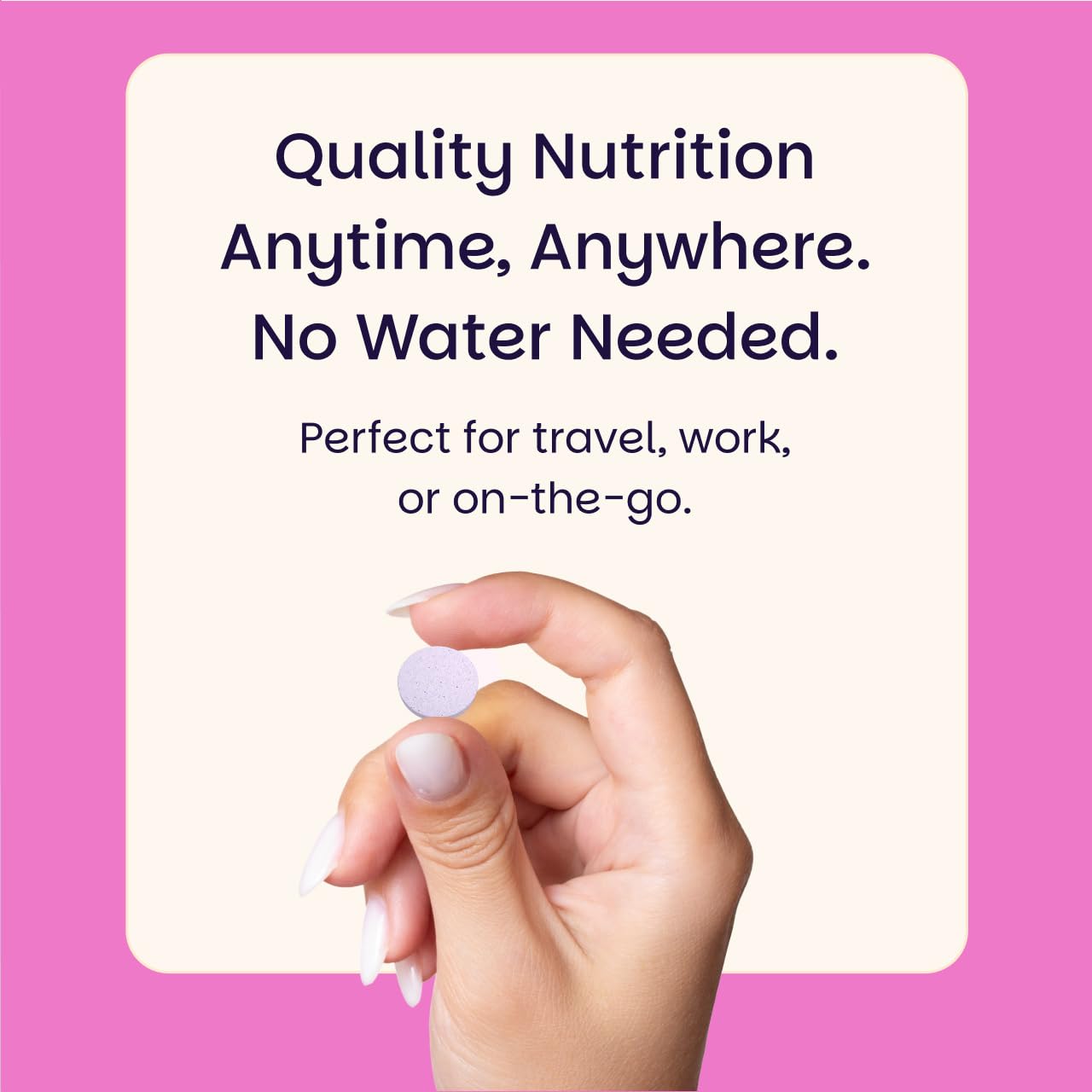EZ Melts on-the-go use shown with compact bottle.