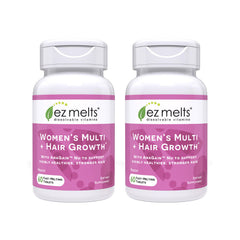 EZ Melts Womens Multi Hair Growth peach bottle with dissolvable tablets for daily energy
