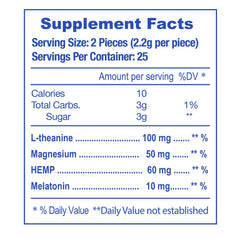 Close-up of E-Z Nite gummies highlighting gluten-free formula.