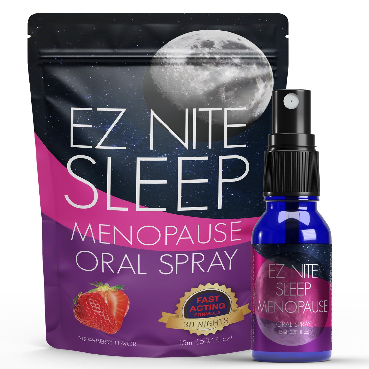 EZ Nite Sleep bottle ready for nightly use, signaling a calm evening routine.