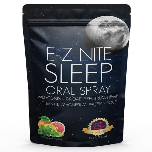 E-Z Nite sleep spray valerian root bottle showing relaxing bedtime aid.