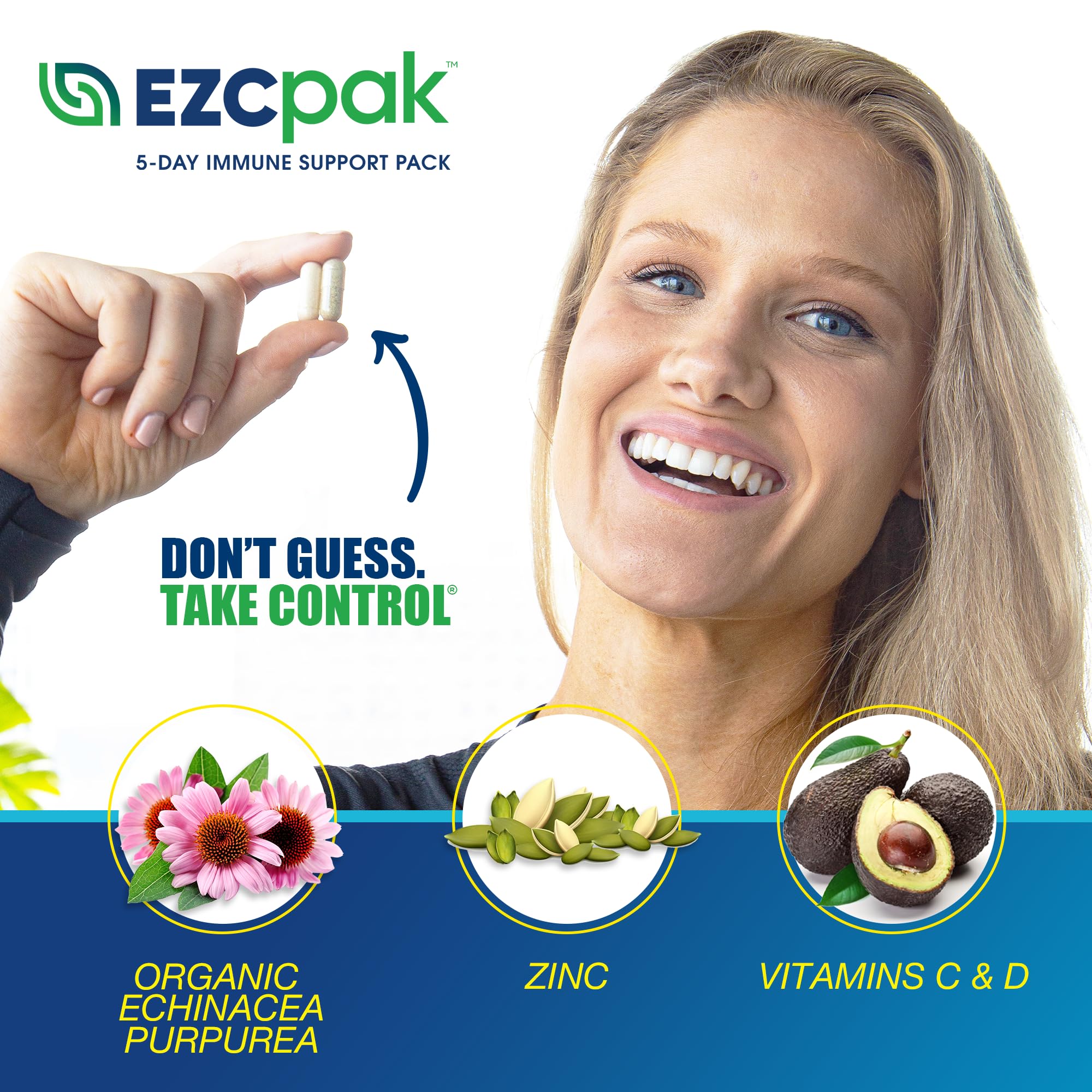 EZC Pak 5-Day daily doses image illustrates a clear tapering regimen.