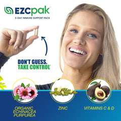 EZC Pak 5-Day daily doses image illustrates a clear tapering regimen.