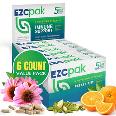 EZC Pak bottle with 5-day taper plan for immune support.