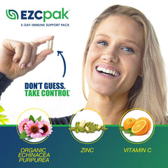 EZC Pak gluten-free vegetarian label on bottle for dietary clarity.