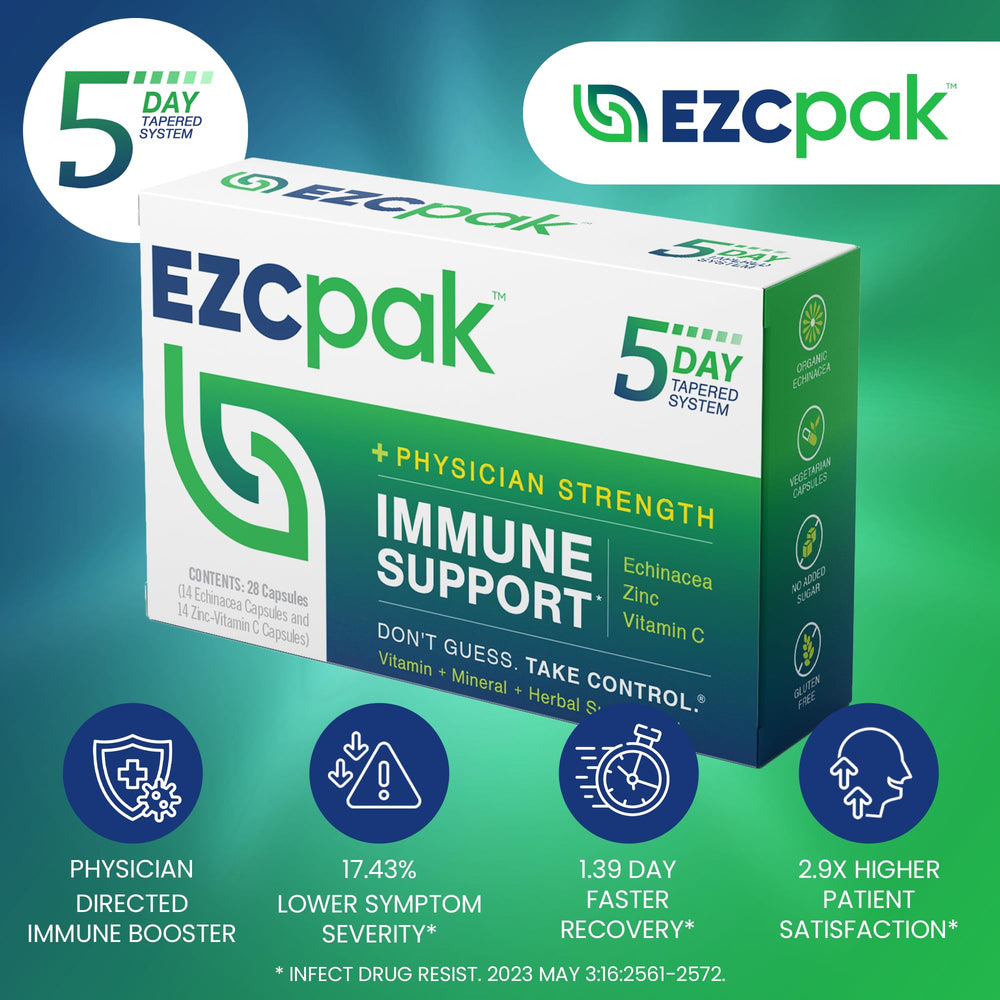 EZC Pak organic echinacea ingredient visual highlighting natural immunity.