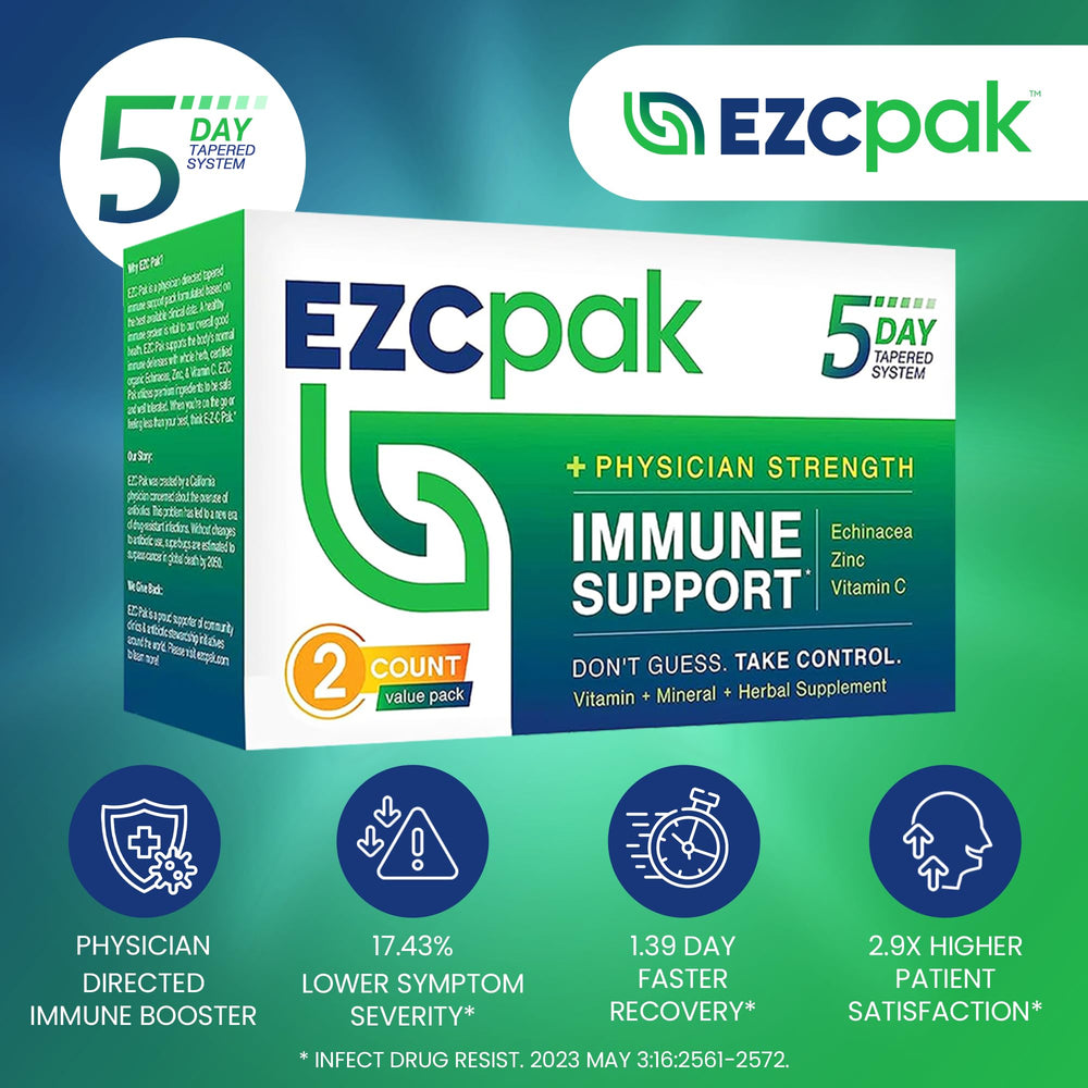 EZC Pak pack of 2 showing convenient immune support packaging.