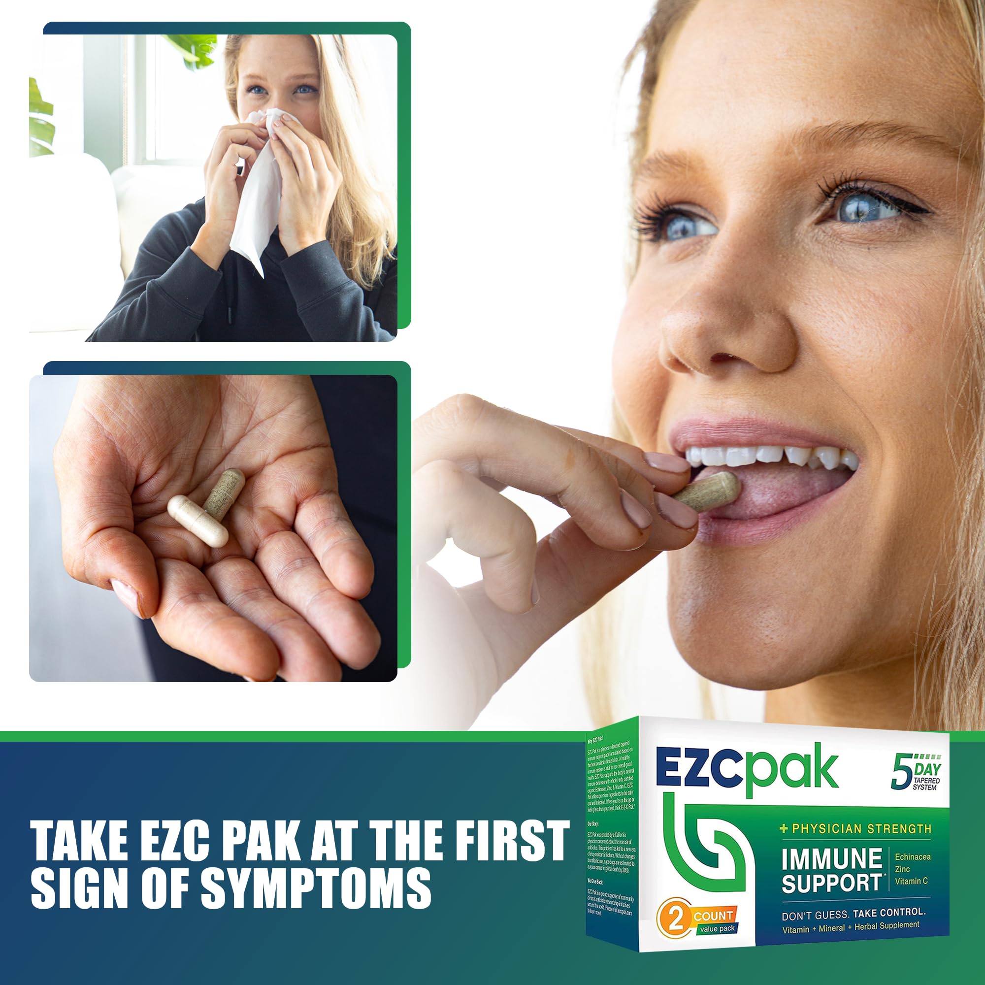 EZC Pak vegetarian and gluten-free icons on packaging.
