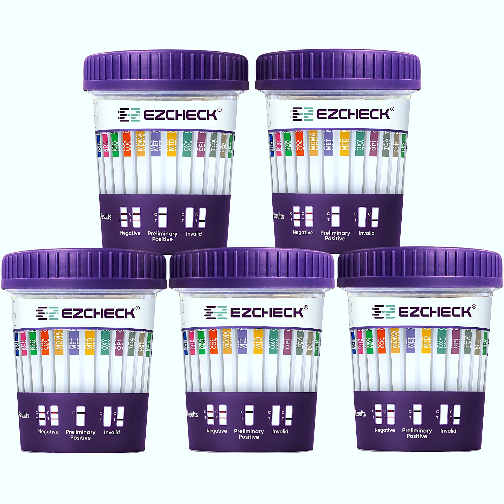 EZCHECK 14-panel test cup front view for at-home screening