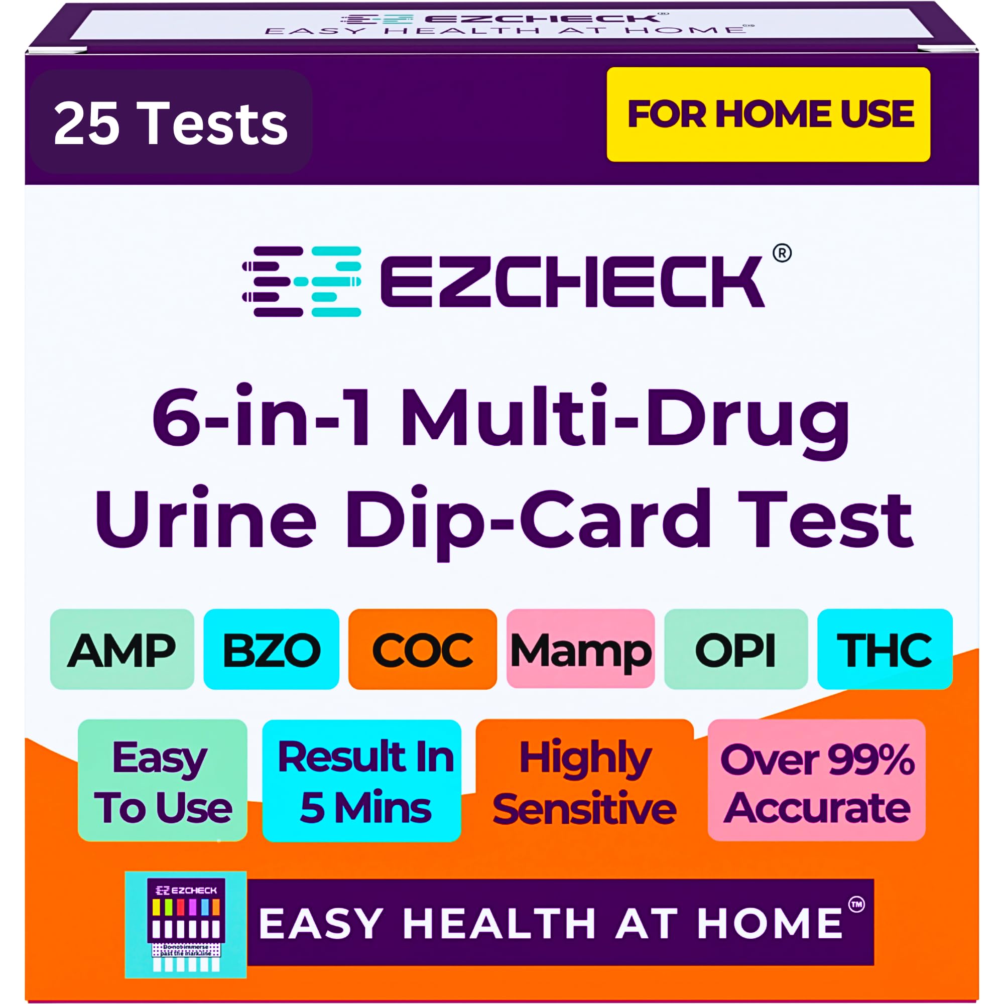 EZCHECK 6-Panel Drug Test box and instructions for at-home screening