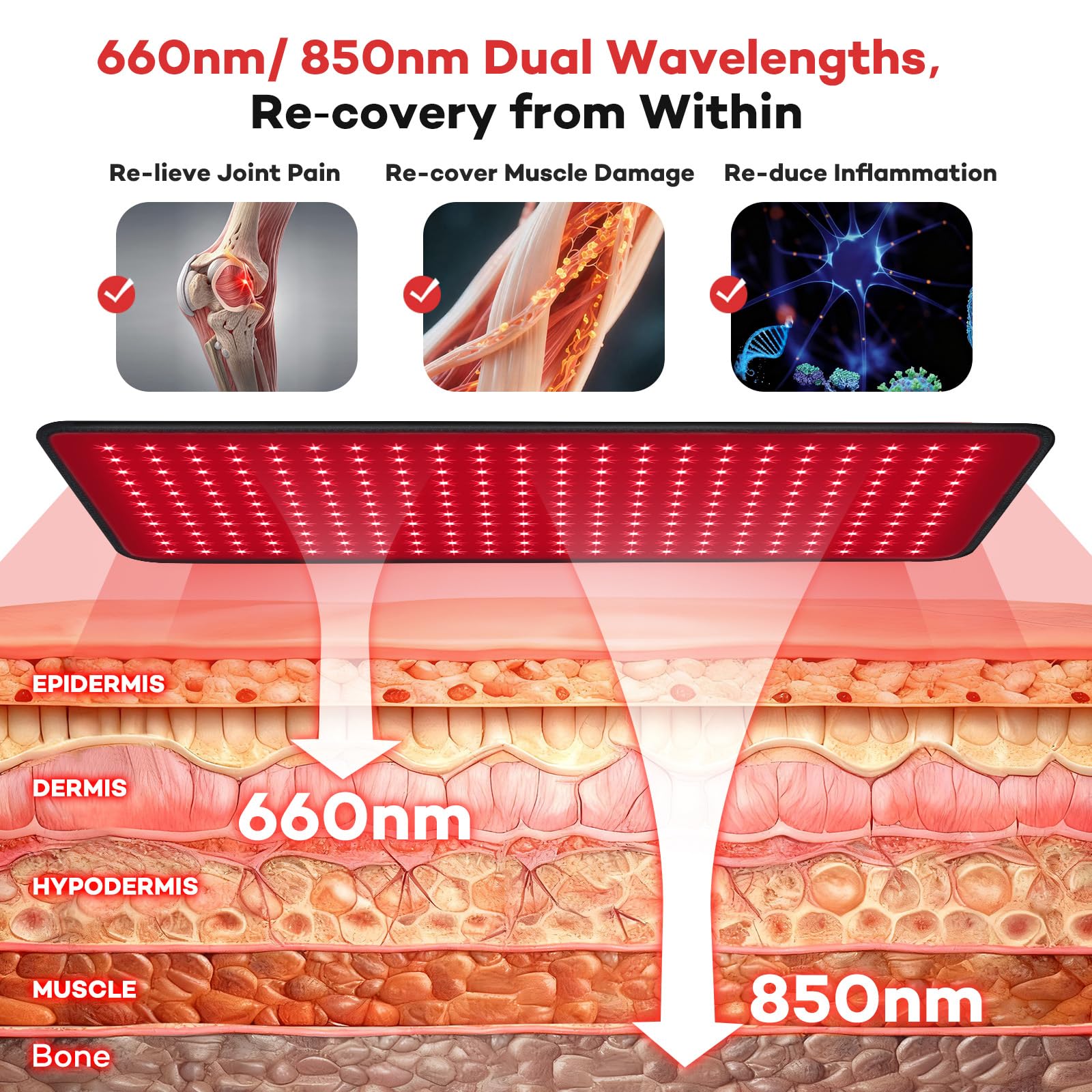 Ezona red-light therapy pad large 24x12 inch size on a chair