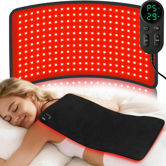 Ezona red-light therapy pad showing full back coverage for whole body use