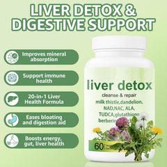 EZTZMCN Liver Detox ingredients label featuring milk thistle and artichoke