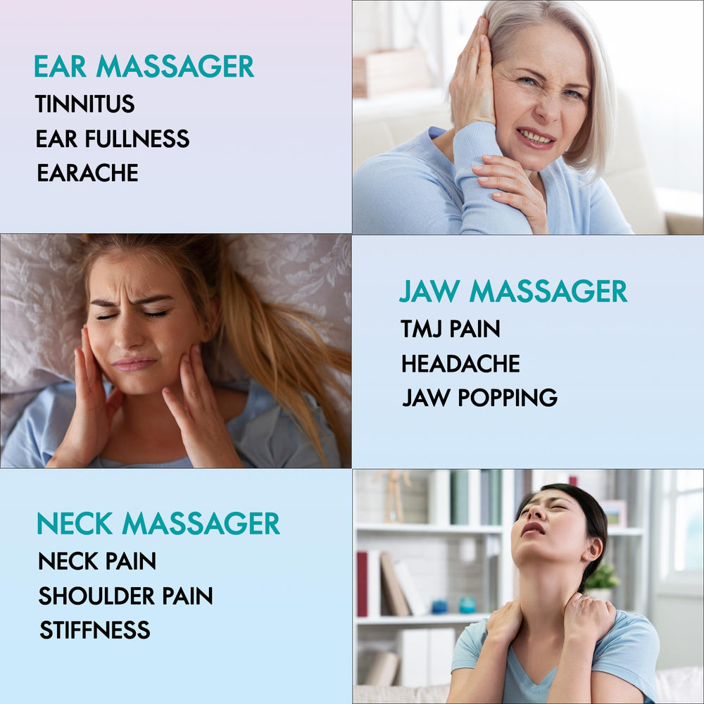 F Fascia Needling Institute teal silicone roller assists ear relief and balanced ear pressure.