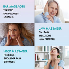 F Fascia Needling Institute teal silicone roller assists ear relief and balanced ear pressure.