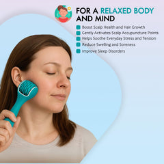 F Fascia Needling Institute teal rechargeable handheld design offers portable massage.