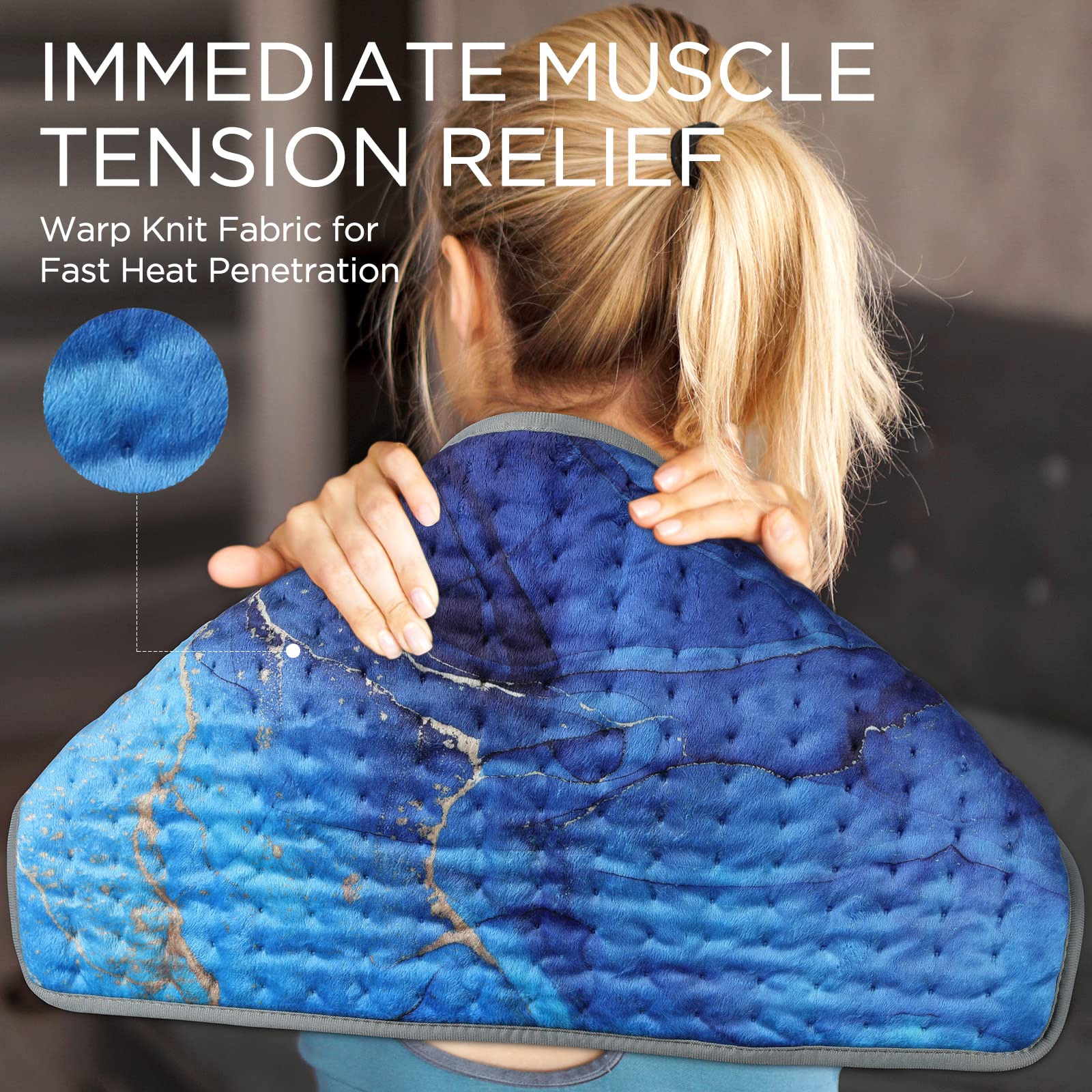 Fabludo Ocean heating pad ergonomic LCD controller for easy heat selection.