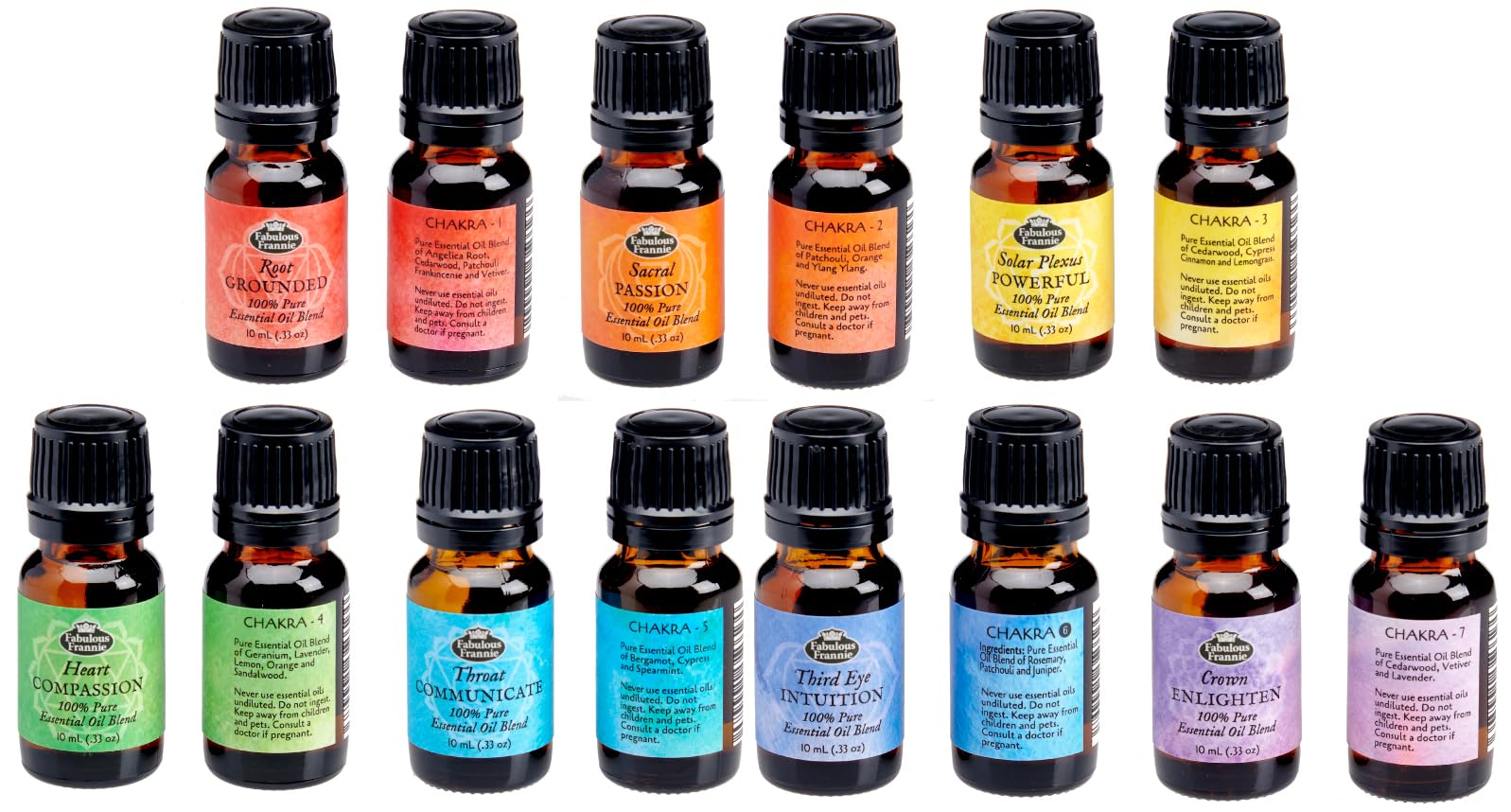 Image shows Fabulous Frannie Grounded blend bottle pour for grounding aroma.