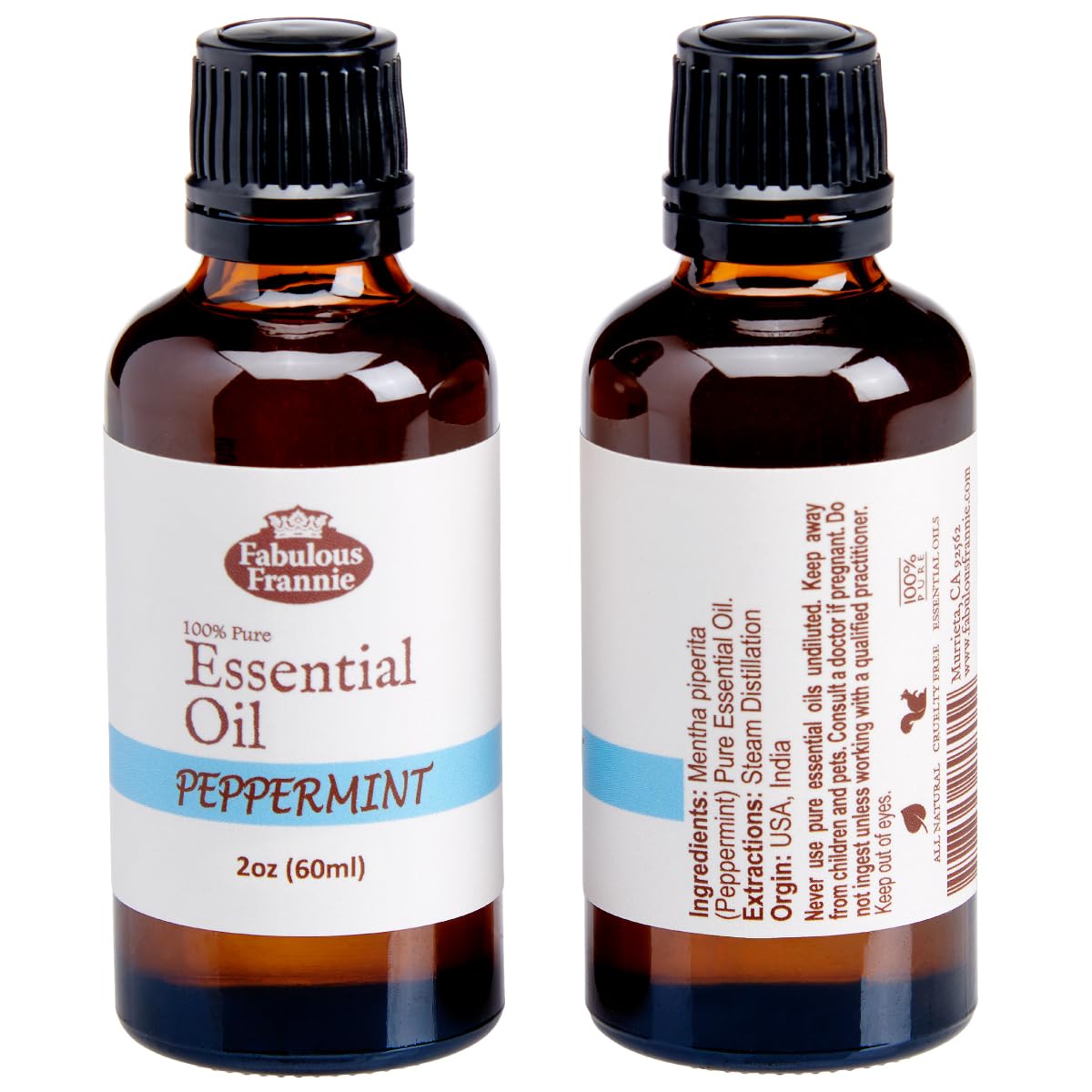 Fabulous Frannie Peppermint essential oil bottle pour for easy diffuser use.