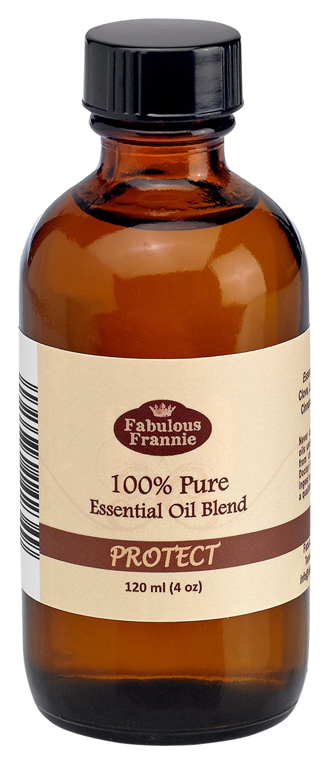 Fabulous Frannie Protect Pure oil bottle in amber glass for diffusion and aromatherapy at home