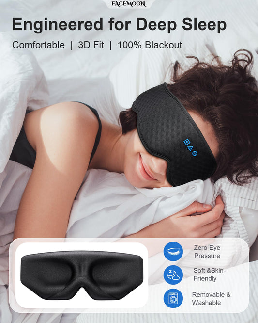 FACEMOON 3D zero-pressure eye cups reduce contact on lashes for gentle, dark sleep