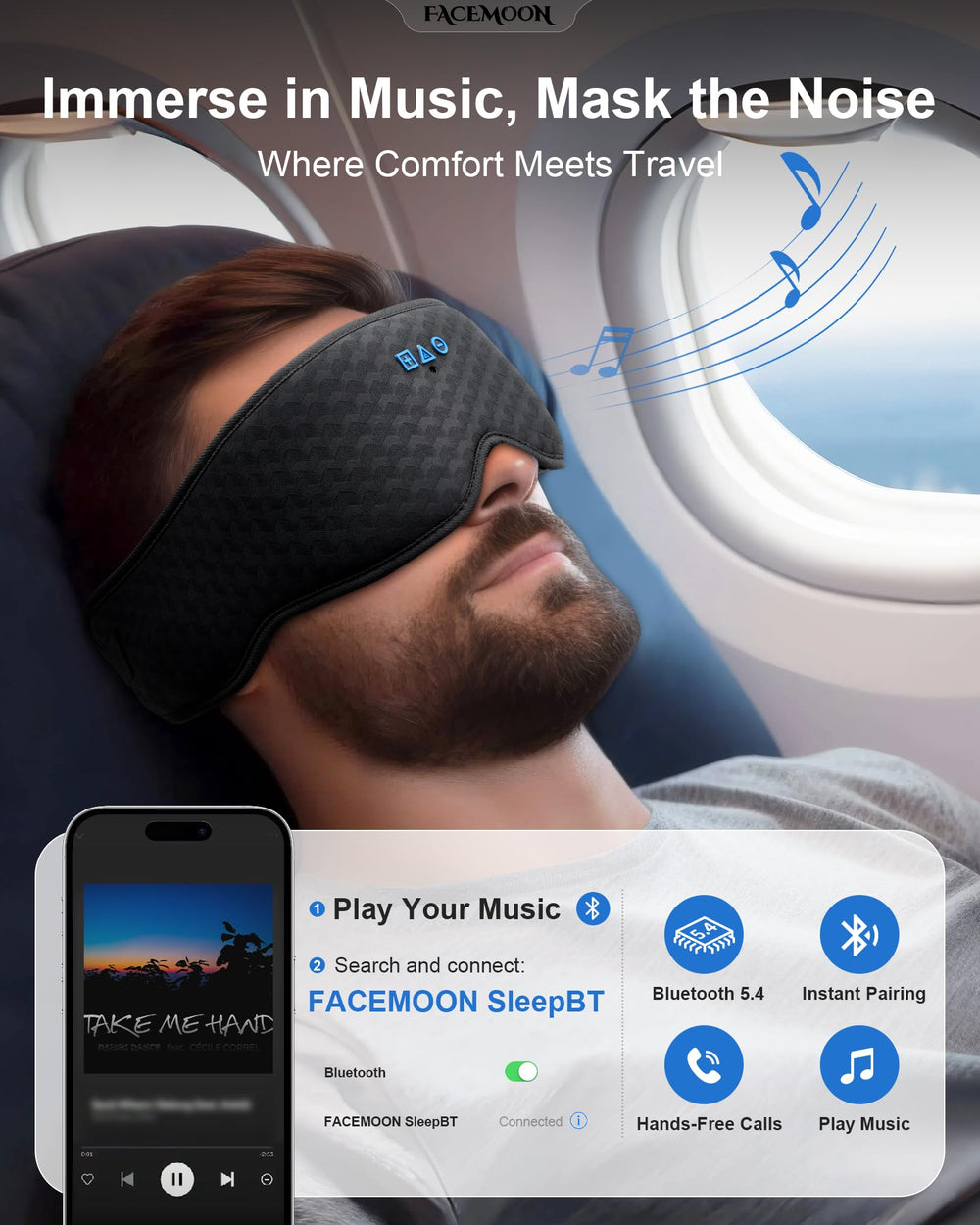 FACEMOON noise-reducing immersive audio masks ambient sounds for calmer sleep