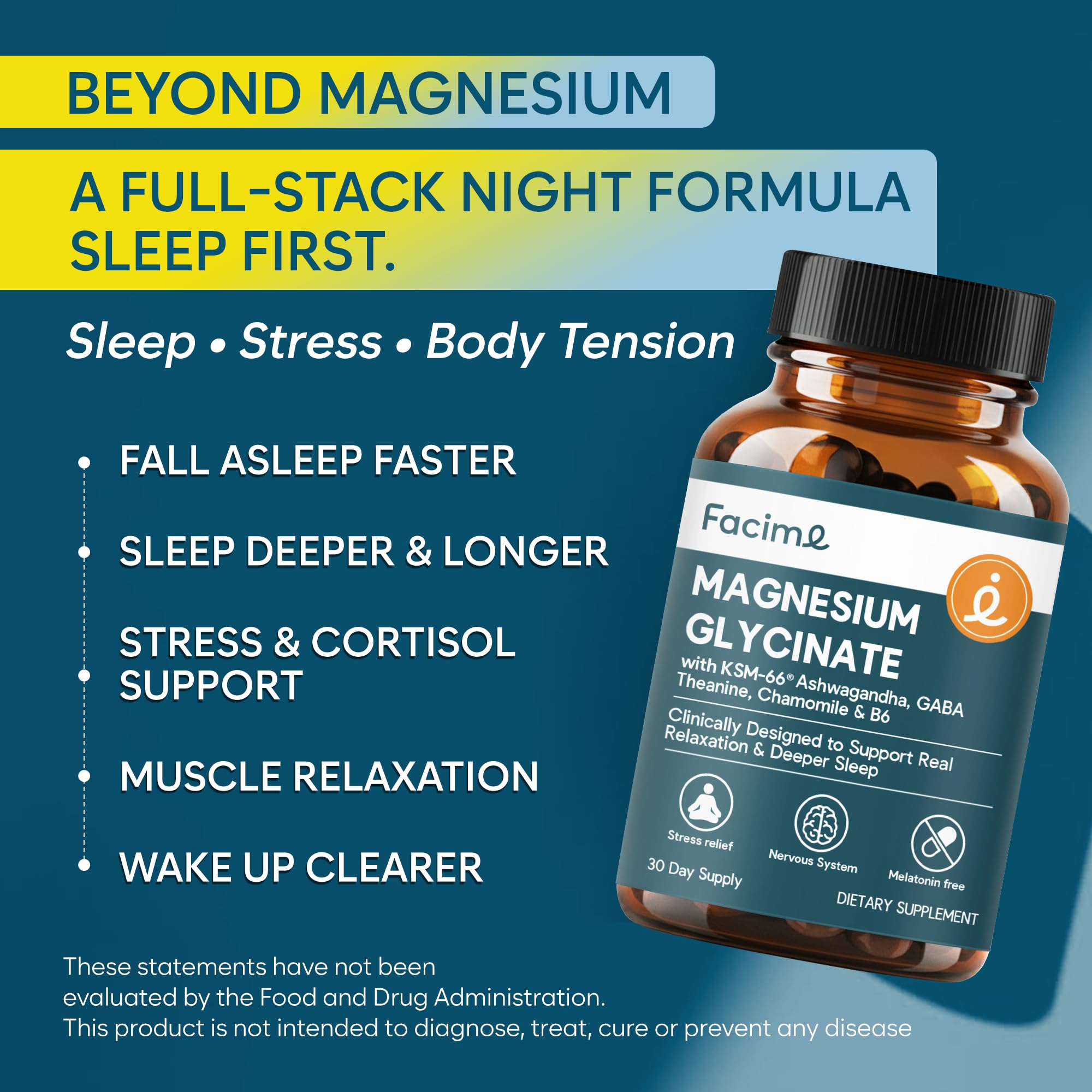 Close-up of Facime capsules highlighting high-absorption magnesium.