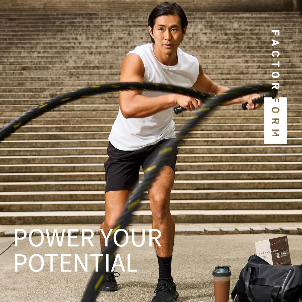 FACTOR FORM single-serve packets on the go for convenient protein breaks.