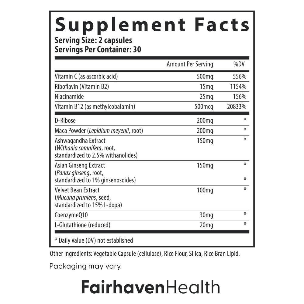 Fairhaven Health CountBoost bottle highlighting Ashwagandha and Maca for reproductive wellness