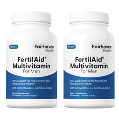 Fairhaven Health FertilAid for Men bottle front, premier fertility support for him.
