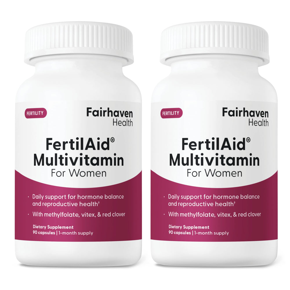 Fairhaven Health FertilAid for Women bottle ready for daily use.